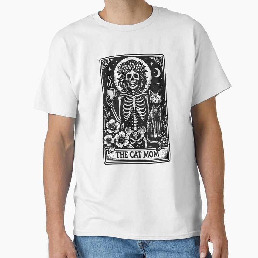 The Cat Mom Tarot Skeleton Funny Cat Lover Mother’s Day T-Shirt Classic T-Shirt
