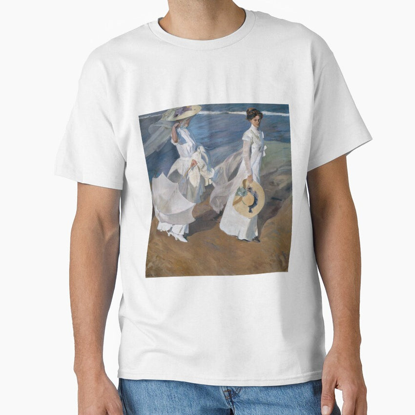 Joaquin Sorolla Y Bastida - Strolling Along The Seashore (1909) Classic T-Shirt