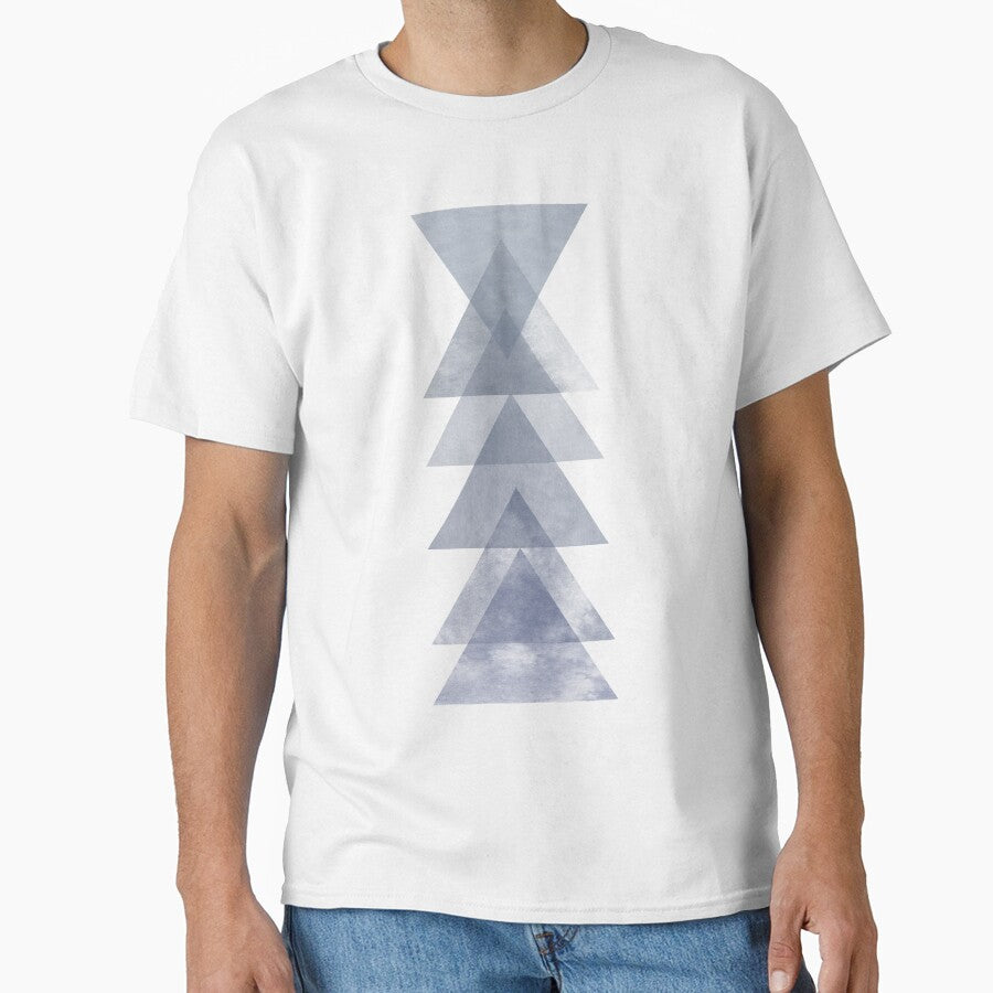 Abstract Minimalist Indigo Ombre Watercolor Geometric Design Classic T Shirt