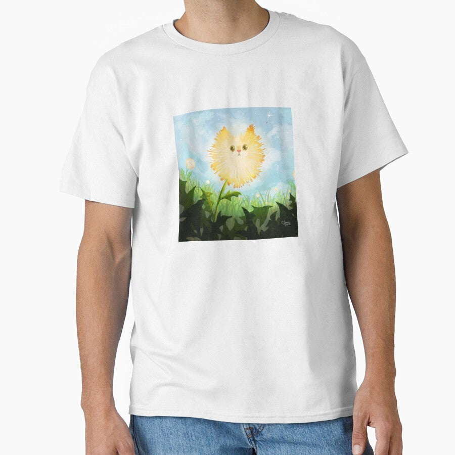 Dandelion Cat Illustration Classic T-Shirt
