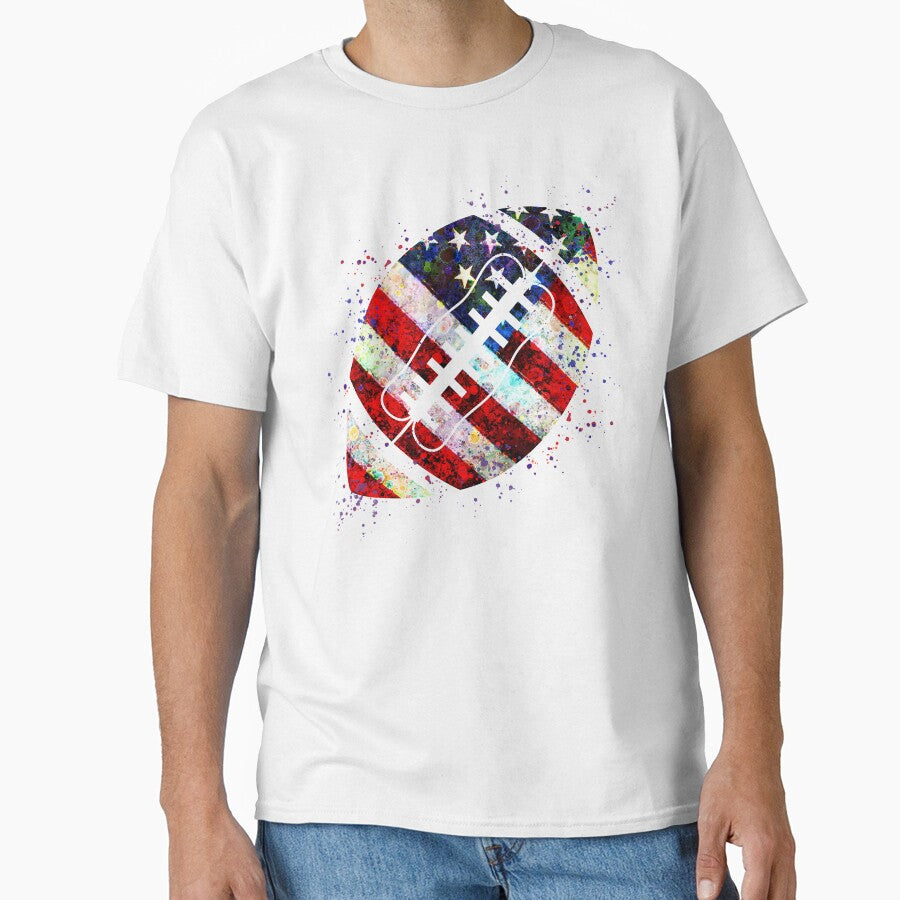 American Football Ball Watercolor Silhouette Classic T-Shirt
