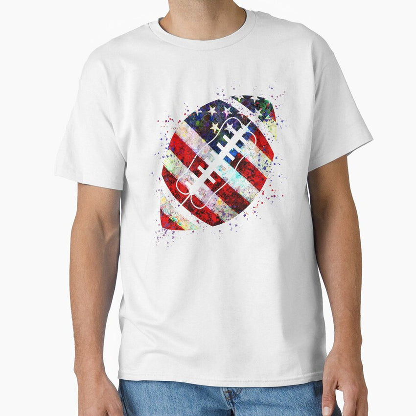 American Football Ball Watercolor Silhouette Classic T-Shirt