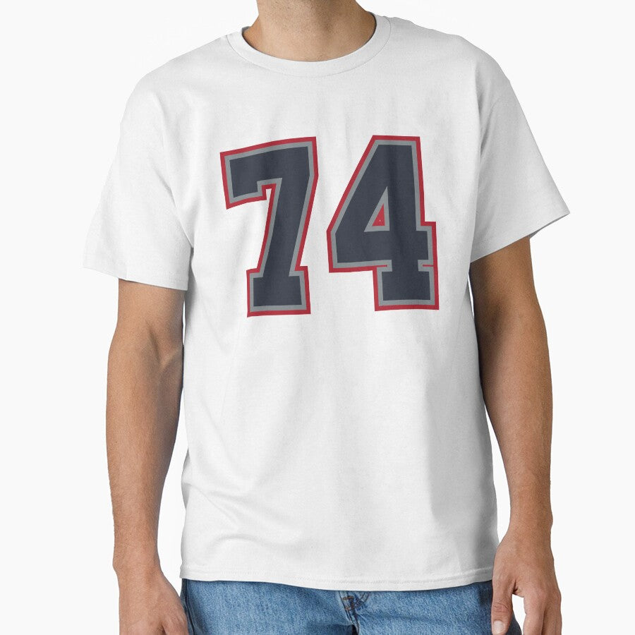 74 Navy Grey Red Sports Number Seventy-Four Classic T-Shirt