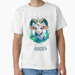 Aries zodiac in a circle- Horescope/SunSign Theme on white back ground Classic T-Shirt