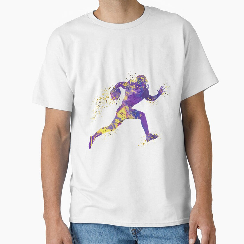 American Football Player Watercolor Sports Gift Classic T-Shirt