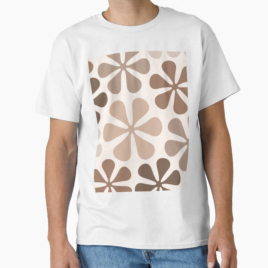 Abstract Flowers Brown Taupe Cream Classic T-Shirt