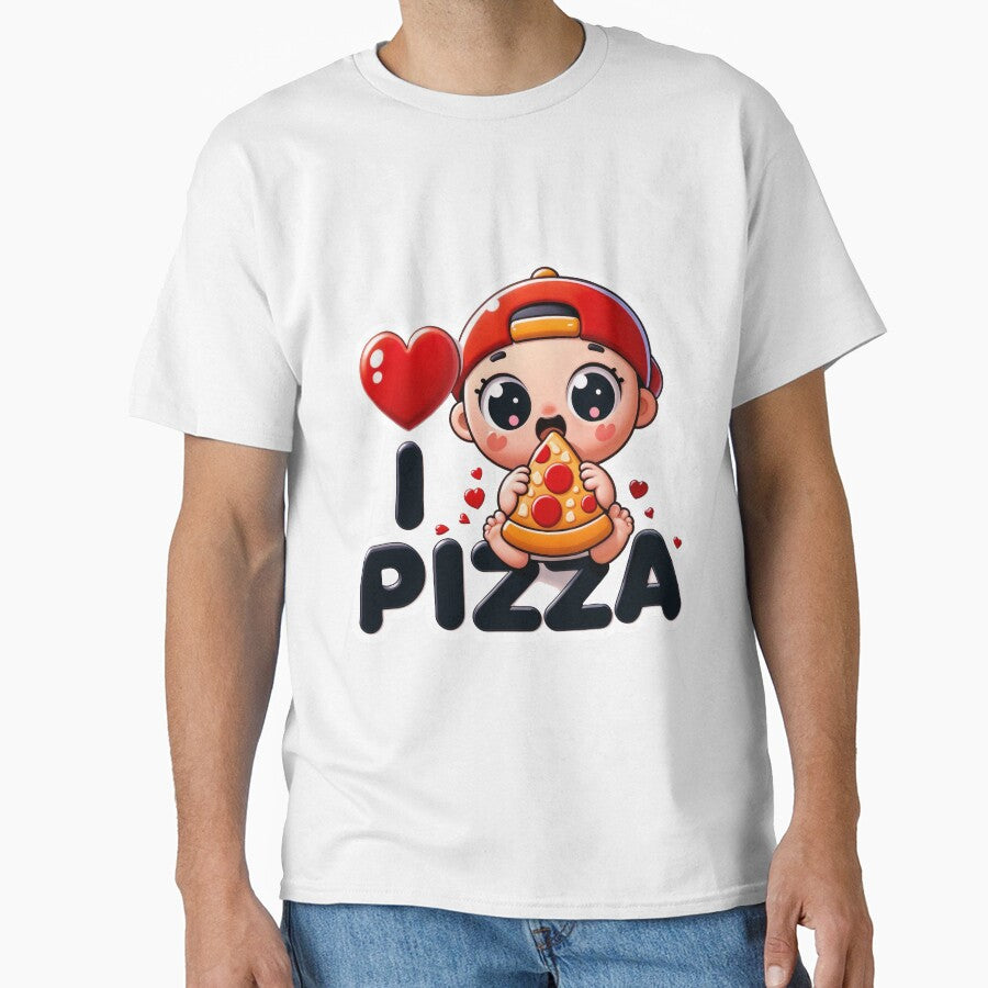 Cute Kawaii Pizza Lover Sticker - I Love Pizza Classic T-Shirt