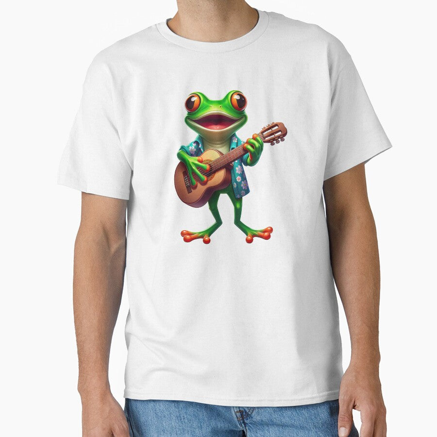 Artistic Frog Playing Guitar A Perfect Blend Of Music And Art Classic T Shirt