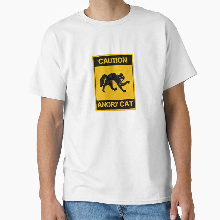 Angry Cat - Caution Classic T-Shirt