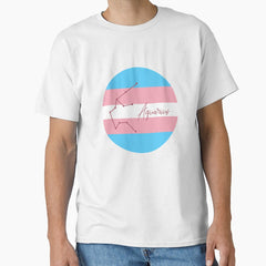 Aquarius Zodiac Sign With Trans Pride Colours Classic T-Shirt