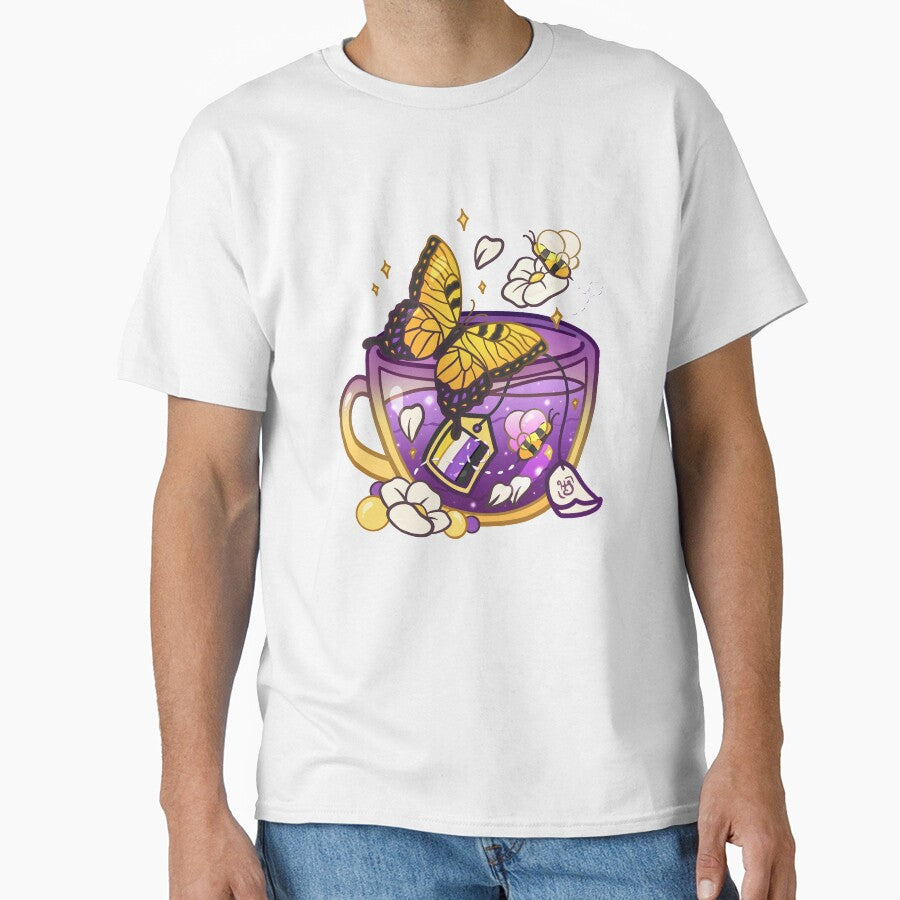 Pride Flag Teacup Butterfly Non Binary Classic T Shirt