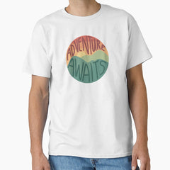 Adventure Awaits Nature Theme Retro Design Classic T Shirt