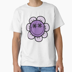 Retro Smiley Face Flower Purple Classic T-Shirt