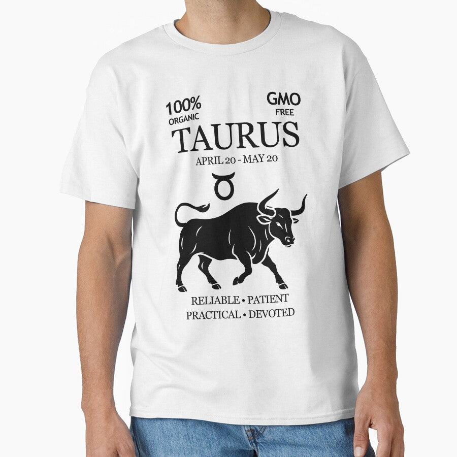Taurus Zodiac Sign Shirt – Funny Horoscope Design for April & May Birthdays (Black) Classic T-Shirt