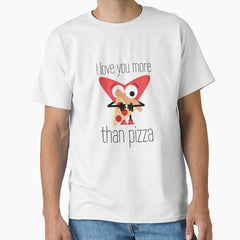 I Love You More Than Pizza. Heart Hugging Pizza And In Love With Delivery Dating Marriage Vday Classic T-Shirt