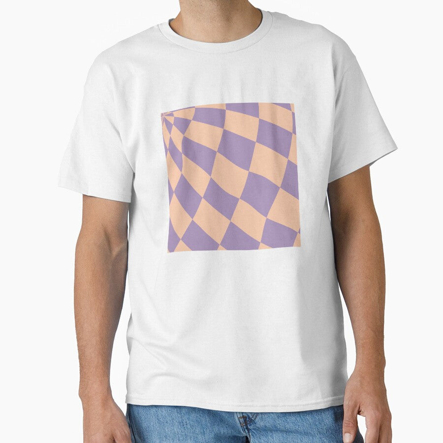 Checkered Retro Boho Jewel Tone Love Sticker Swirl Fourteen Classic T Shirt