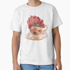 Pink Vintage Flower Teacup Classic T-Shirt