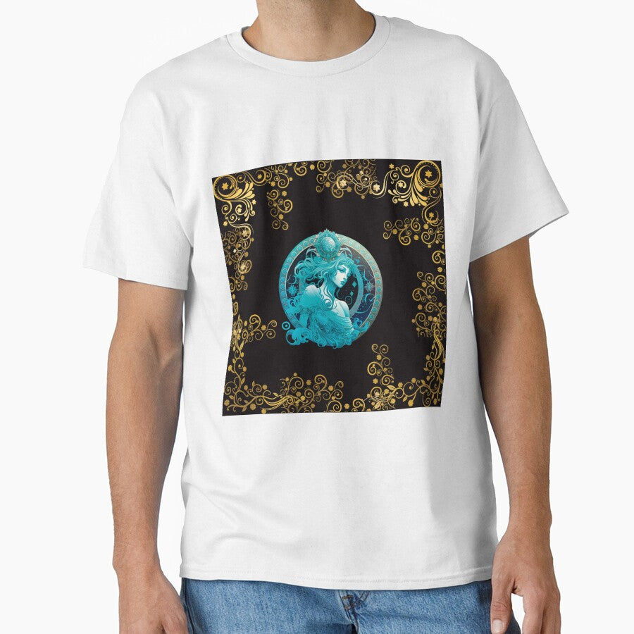 AQUARIUS ZODIAC SIGN ON BLACK AND WITHOUT FONT Classic T-Shirt