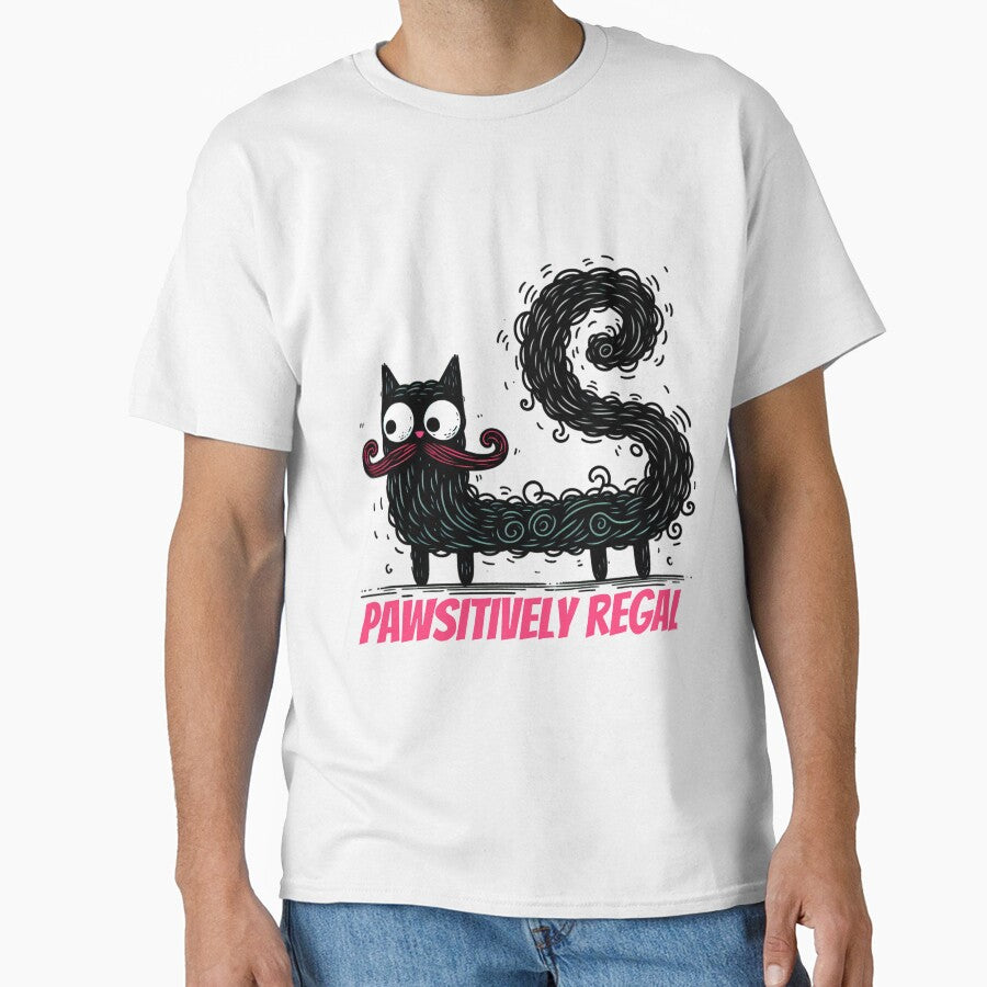 black furry positive cat illustration Classic T-Shirt