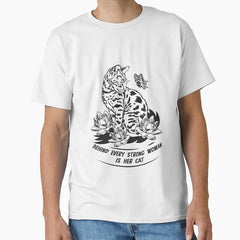 Behind Every Strong Woman Is Her Cat - Cat Lovers Classic T-Shirt