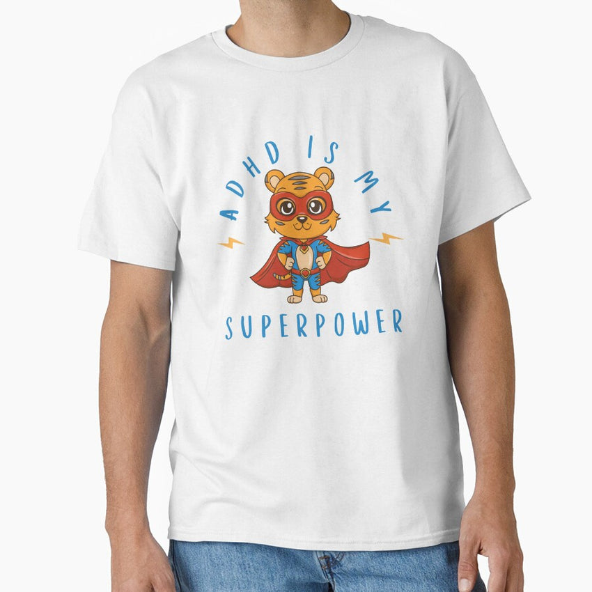 ADHD Is My Superpower – Superhero Tiger Kids Design Classic T-Shirt