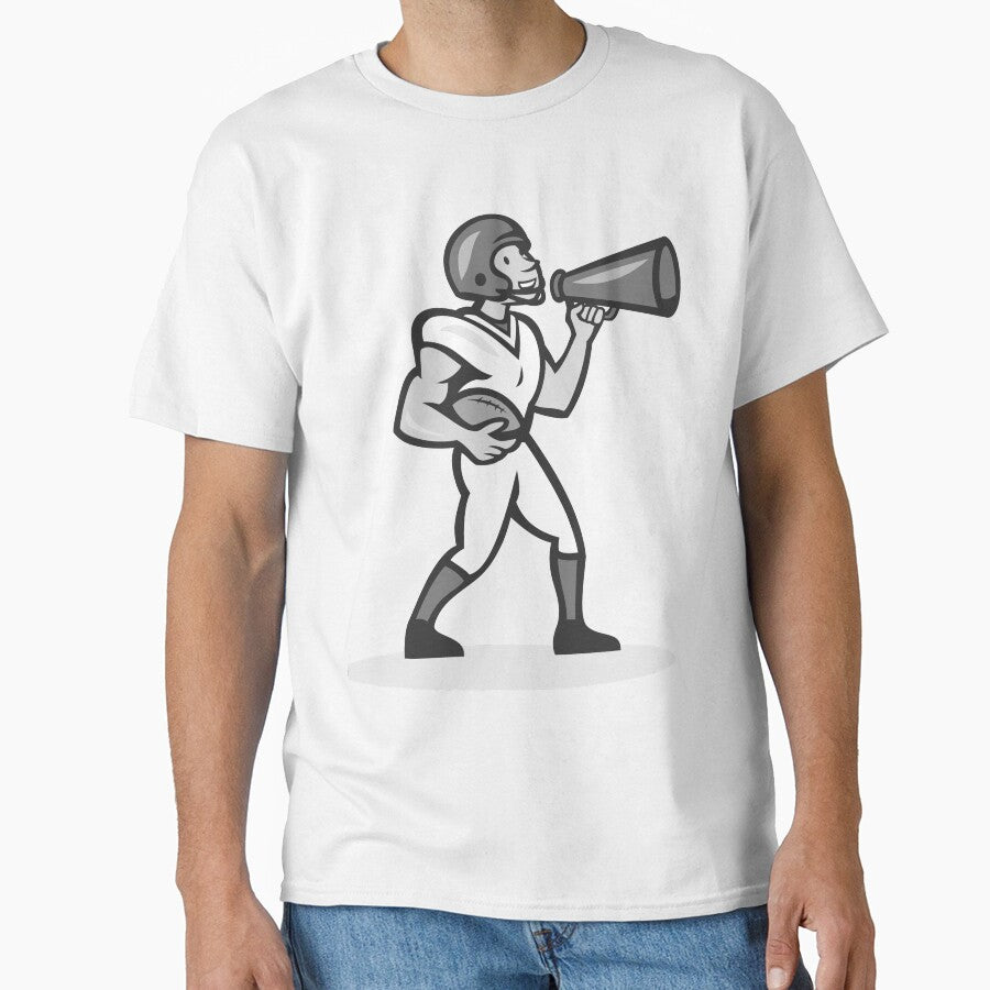 American Football With Bullhorn Grayscale Classic T-Shirt