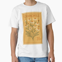 Retro Chamomile Botanical Stamp Art Classic T-Shirt