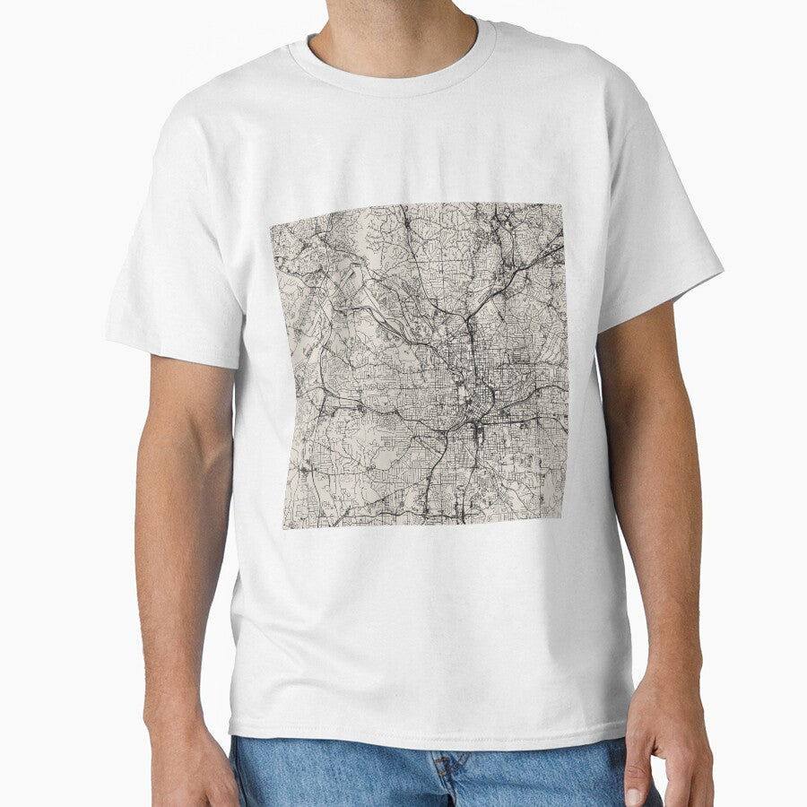 Atlanta USA - aesthetic black and white city map Classic T-Shirt