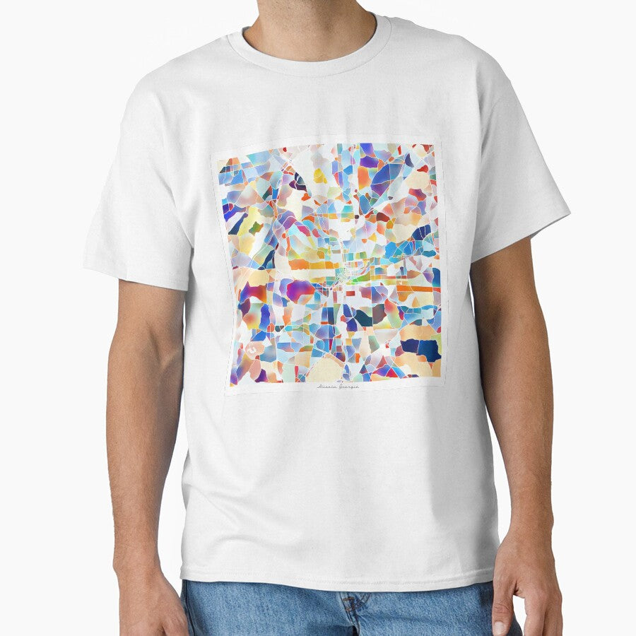 Atlanta Georgia City Map - Tropical Rainbow Scheme Classic T-Shirt