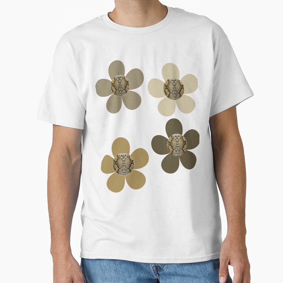 Snake Animal Print Bib Flowers Classic T-Shirt