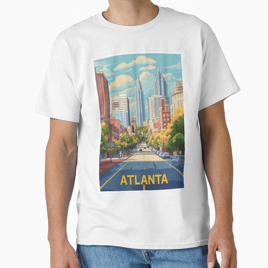 Atlanta Travel Poster Perfect Gift For Travel Enthusiasts Vintage Style Wall Art Usa Wall Art For Home Decor Atlanta Print Sticker Classic T Shirt