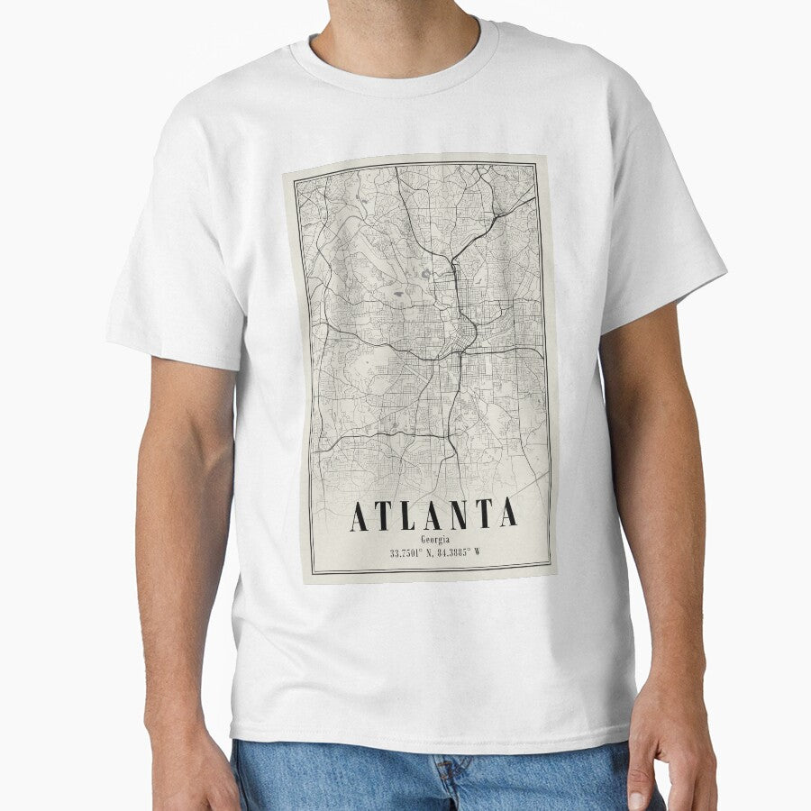 Atlanta, Georgia Colorful Map Print – Artistic and Detailed City Map for Home & Office Wall Art Classic T-Shirt