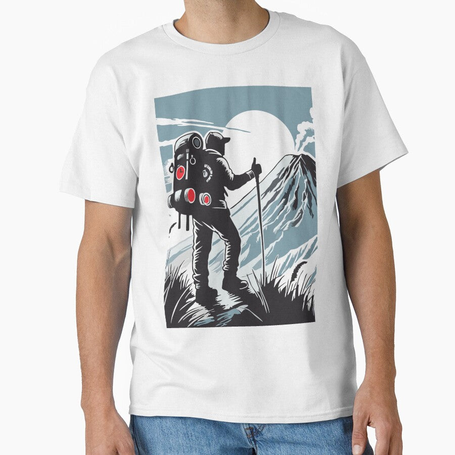 Adventure Awaits Mountain Hiking Illustration Classic T Shirt