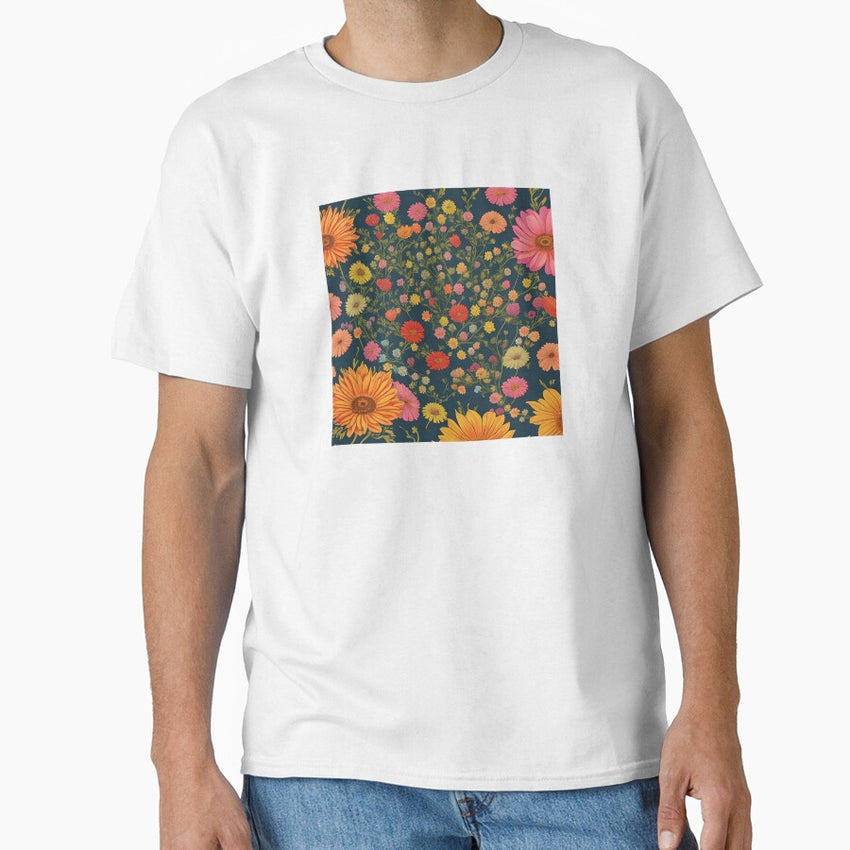 Retro Vintage Flowers - Flower Girl Aesthetic Classic T-Shirt