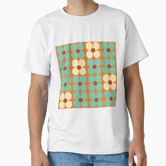 Retro Land Flower Power Blue and Cream Classic T-Shirt