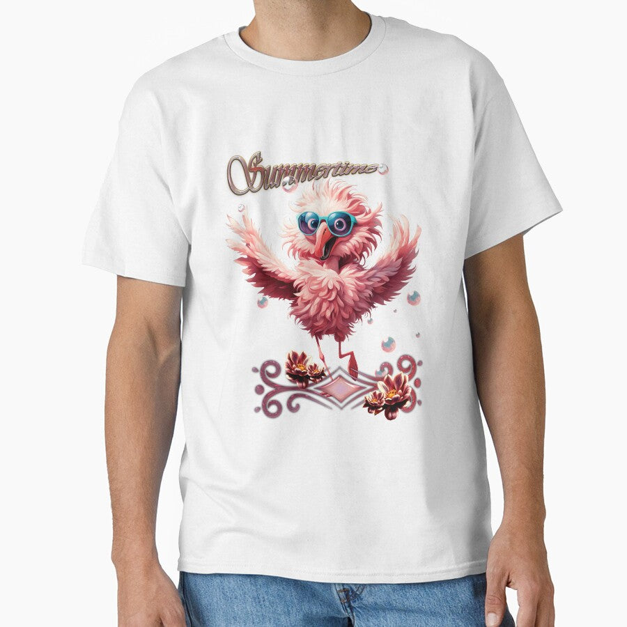 Cute Running Flamingo Welcoming The Summertime Classic T Shirt