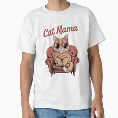 Cat Mama – Cool Cat with Sunglasses on Couch Classic T-Shirt