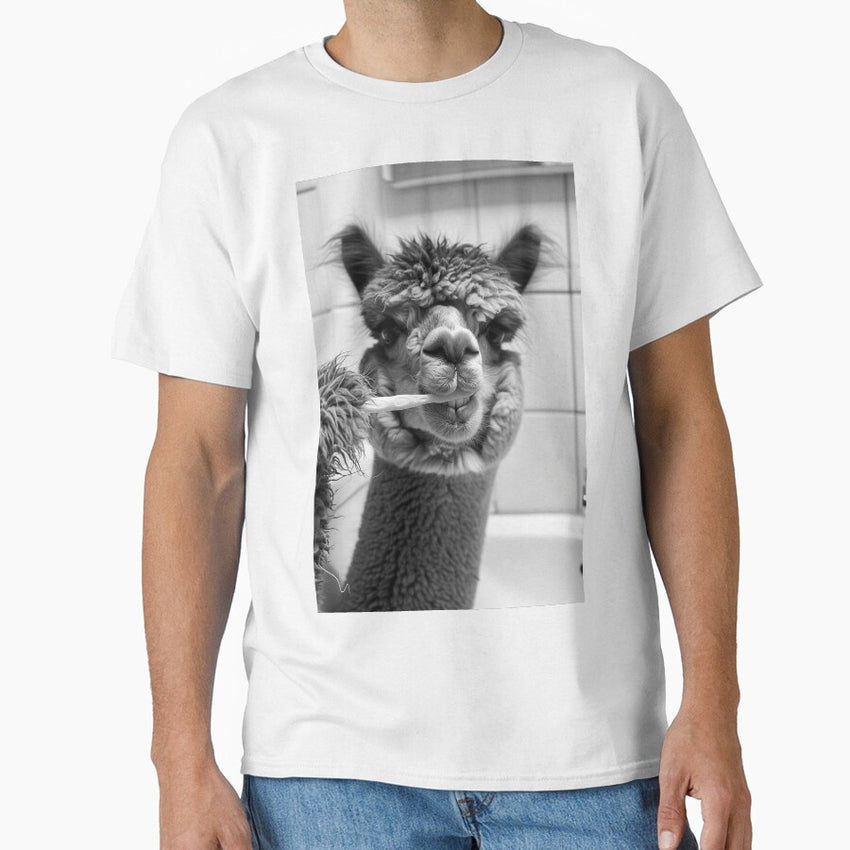 Alpaca Brushing Teeth In The Bathroom Classic T Shirt