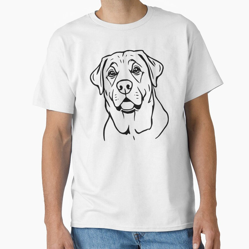A friendly Labrador retriever sitting happily with a wagging tail. Classic T-Shirt