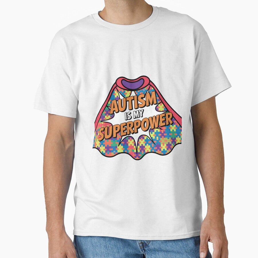 Autism is my Superpower - Superhero Cape Puzzle Piece Autism Awareness Classic T-Shirt