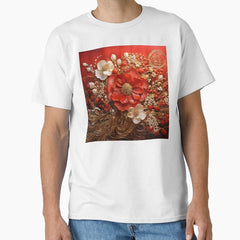 Vintage retro flower with pearls print Classic T-Shirt