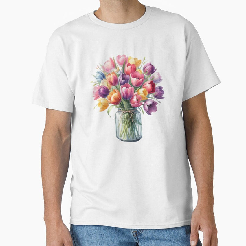 Tulip Flowers in a Glass Vase Classic T-Shirt
