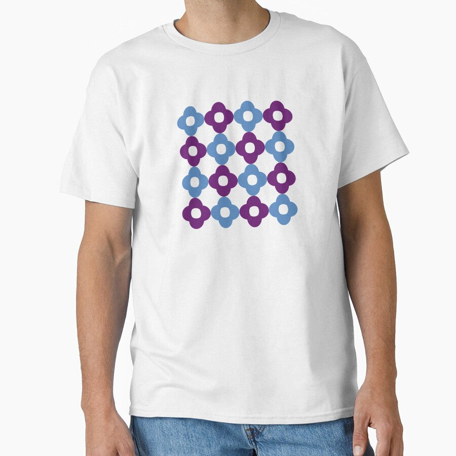 Retro floral - purple and blue Classic T-Shirt