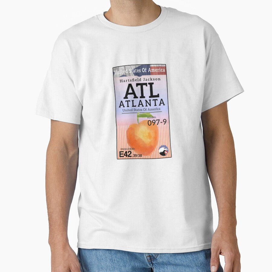 Atlanta Hartsfield Jackson Airport Georgia Luggage Baggage Tag Peach Atl Classic T Shirt
