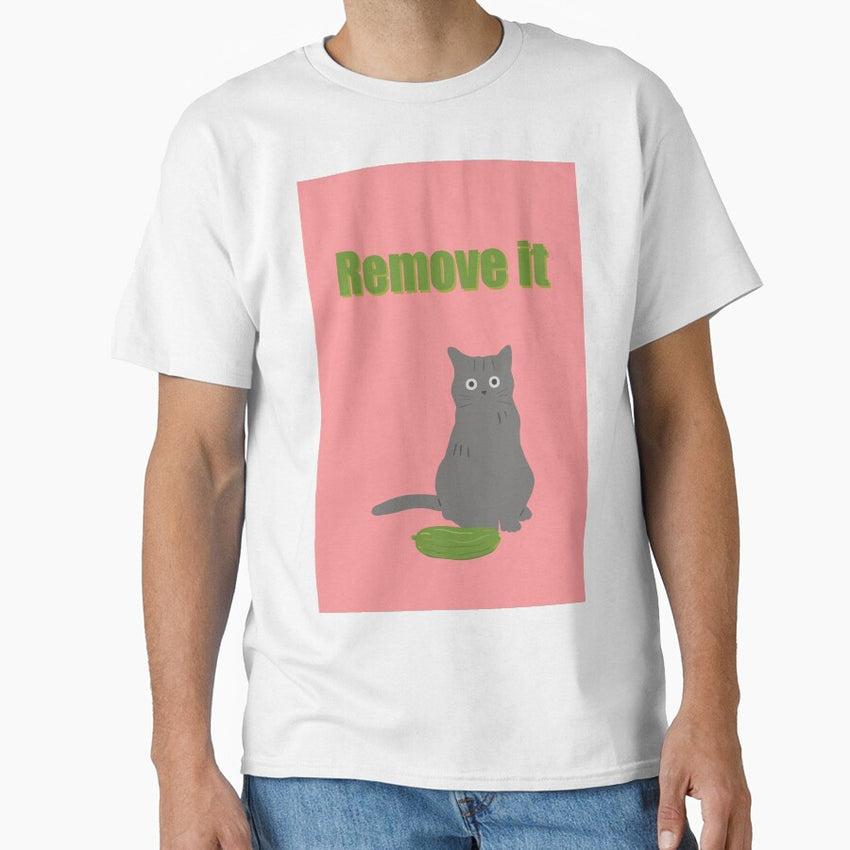 Cucumber vs Cat : Remove it Pink version Classic T-Shirt