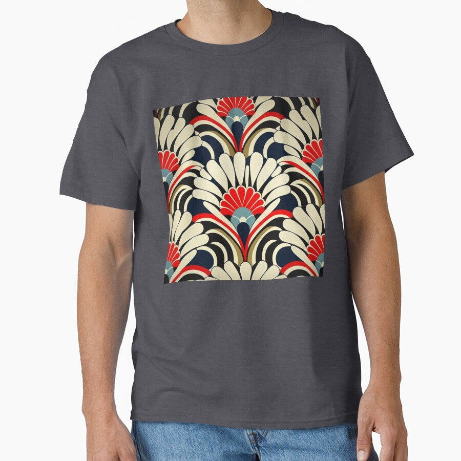 1970s Flower Pattern | Abstract Flowers | White and Red Flowers | Flower Power | 1960s flower pattern | high resolution Classic T-Shirt