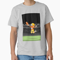American football player jumps on the ball Classic T-Shirt