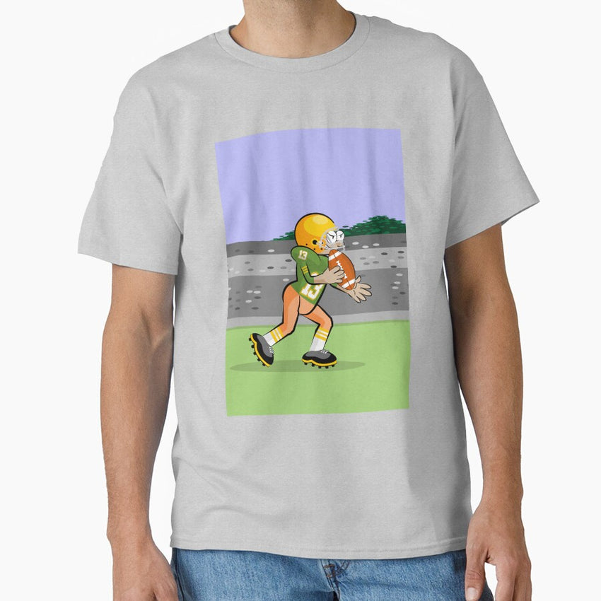 American football player with ball in front of bow Classic T-Shirt