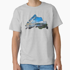 Lake Superior Outline (Artist Point in Grand Marais, Minnesota) Classic T-Shirt