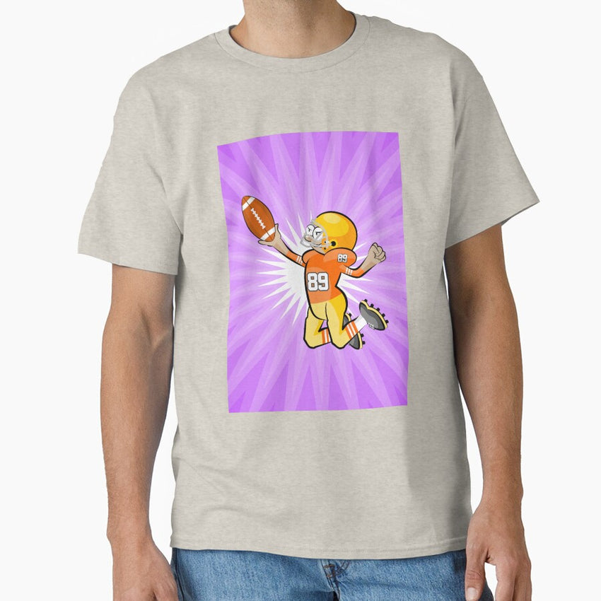 American football player jumping with the ball Classic T-Shirt